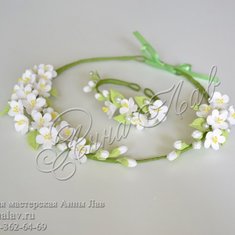 Колье и браслет с цветами вишни