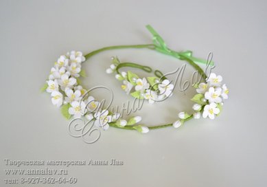 Колье и браслет с цветами вишни А9537 - Салон цветов Анна Лав